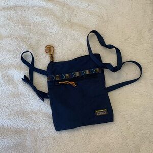 Blue LL Bean cross body bag with adjustable straps